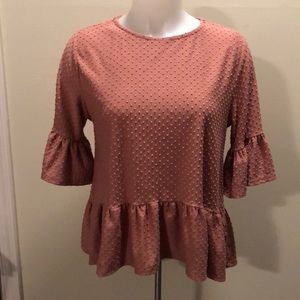 Olivia Blu Peplum Boho Top Blouse Sweater Small